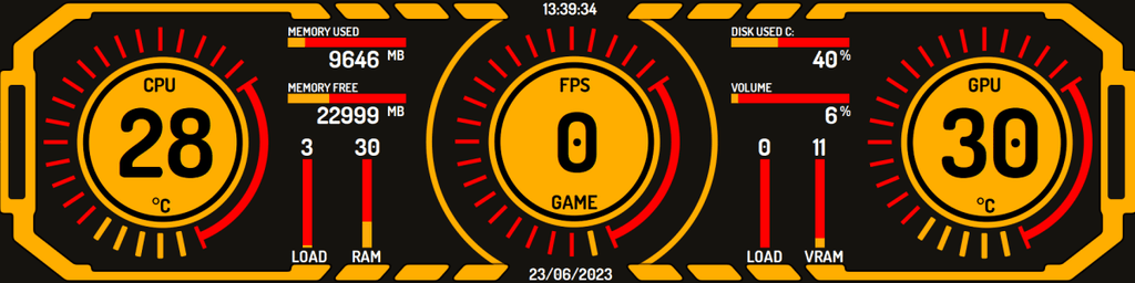 AIDA64 Skin Solaris Spectrum HUD 1920x480 - AIDA Skins
