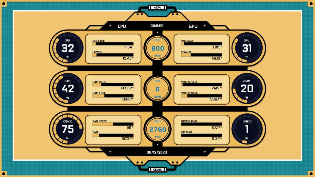 AIDA64 Skin SolarSync HUD 1920x1080 - AIDA Skins