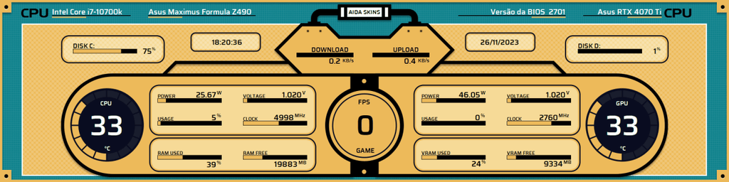 AIDA64 Skin SolarSync HUD 1920x480 - AIDA Skins