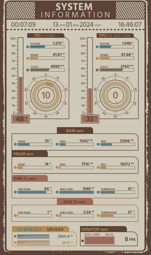 AIDA64 Skin System Inf HUD 600x1024 - AIDA Skins