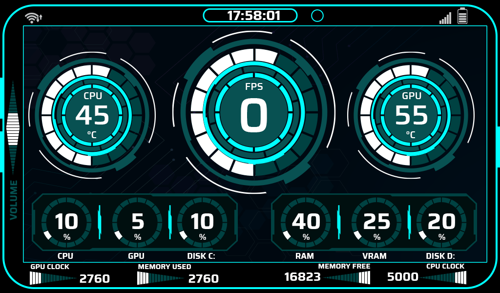 AIDA64 Skin Tablet HUD 1024x600 - AIDA Skins