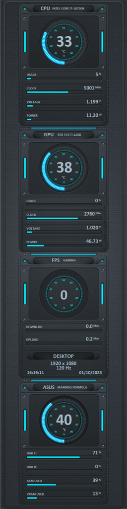 AIDA64 Skin Tron HUD 480x1920 - AIDA Skins