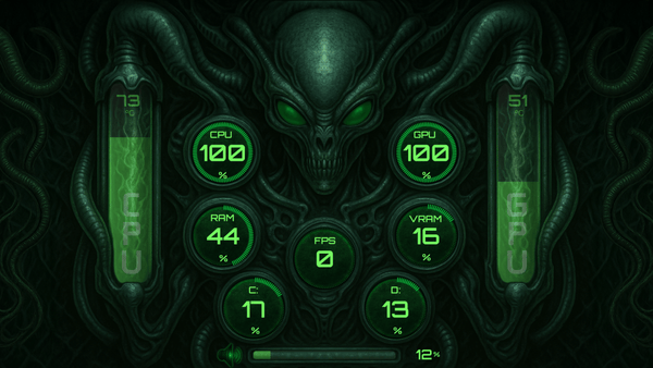 AIDA64 Skin Alien Predator HUD 1920x1080 - AIDA Skins