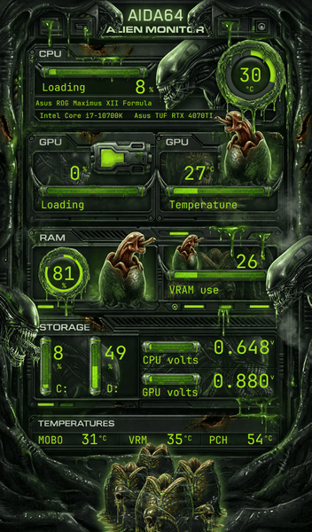 AIDA64 Skin Alien Romulus HUD 600x1024 - AIDA Skins
