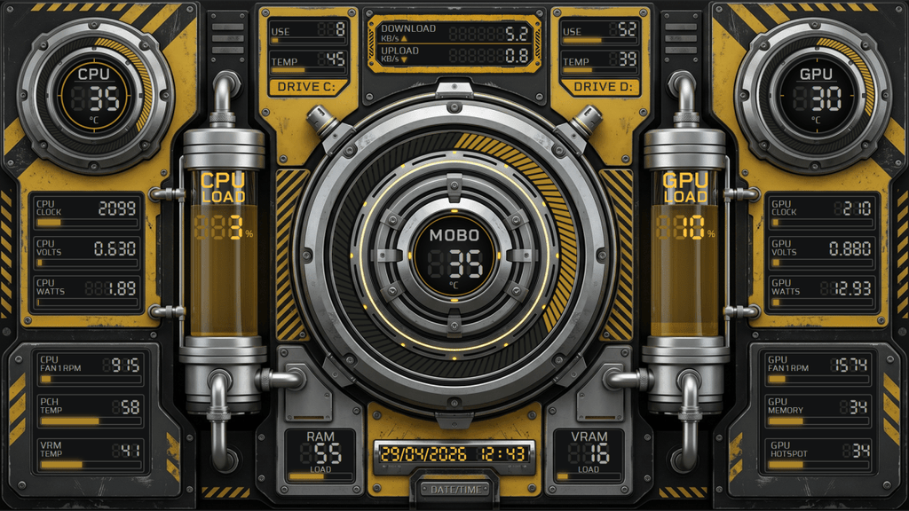 AIDA64 Skin Amberflow HUD 1920x1080 - AIDA Skins
