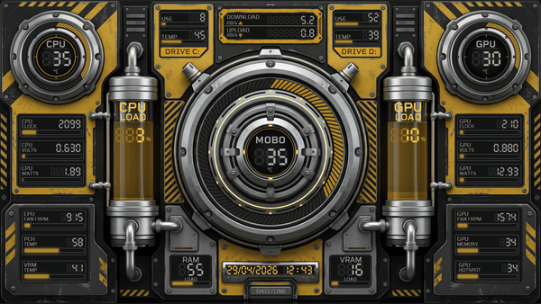 AIDA64 Skin Amberflow HUD 1920x1080 - AIDA Skins