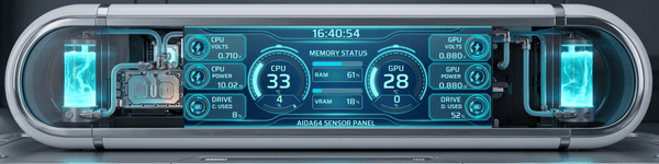 AIDA64 Skin AquaCore HUD 1920x480 - AIDA Skins