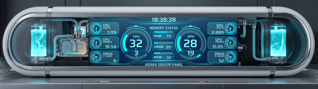 AIDA64 Skin AquaCore HUD 2560x720 - AIDA Skins