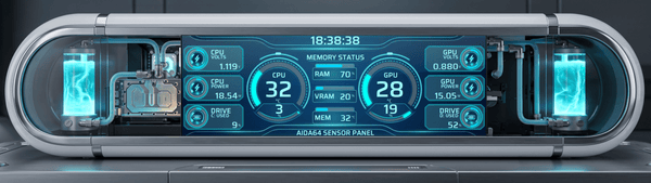 AIDA64 Skin AquaCore HUD 2560x720 - AIDA Skins