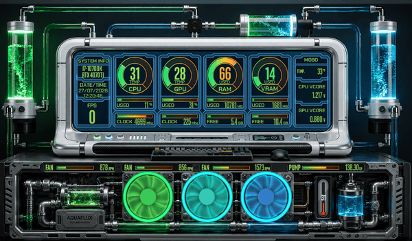 AIDA64 Skin AquaFlux HUD 1024x600 - AIDA Skins