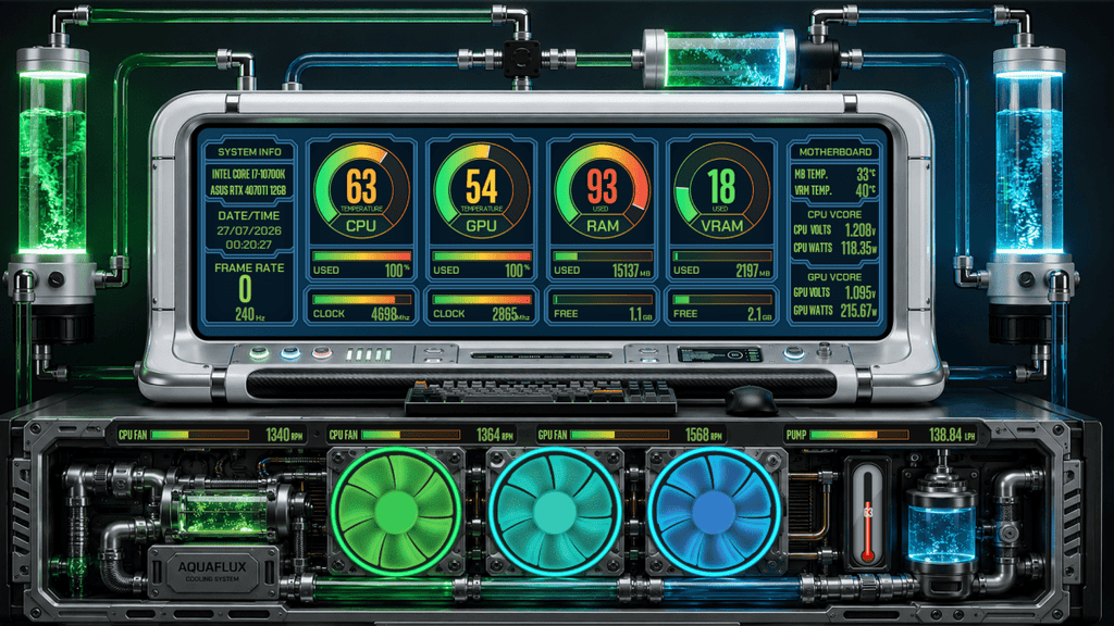 AIDA64 Skin AquaFlux HUD 1920x1080 - AIDA Skins
