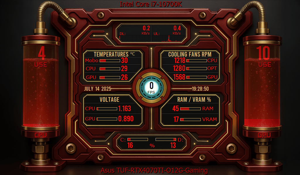 AIDA64 Skin Arc Reactor Core HUD 1024x600 - AIDA Skins