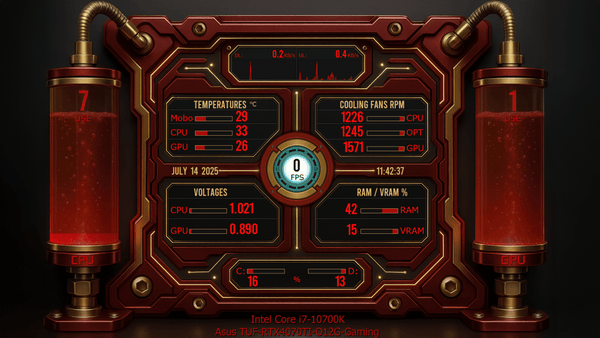 AIDA64 Skin Arc Reactor Core HUD 1920x1080 - AIDA Skins