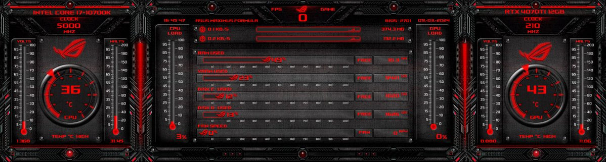 AIDA64 Skin Asus Rog Gamer HUD 1920x515 - AIDA Skins | AIDA Skins