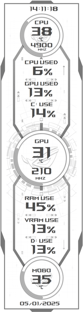 AIDA64 Skin Asus Rog HUD 682x2560 - AIDA Skins