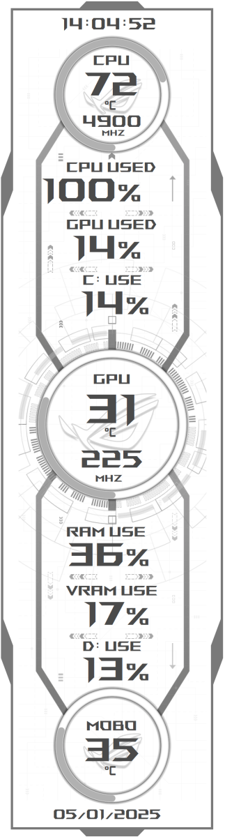 AIDA64 Skin Asus Rog HUD 688x2560 - AIDA Skins | AIDA Skins