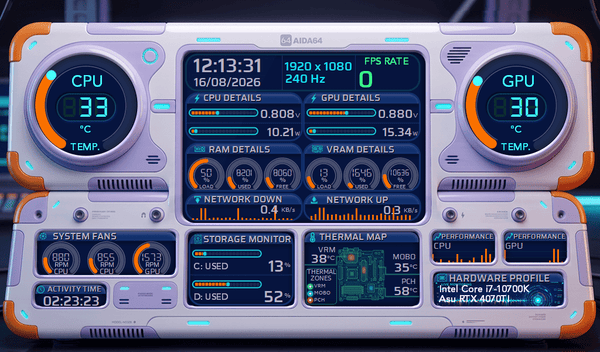 AIDA64 Skin Aurora Deck HUD 1024x600 - AIDA Skins