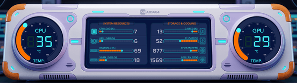 AIDA64 Skin Aurora Deck HUD 2560x720 - AIDA Skins