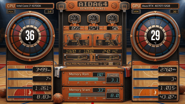 AIDA64 Skin Basketball HUD 1920x1080 - AIDA Skins