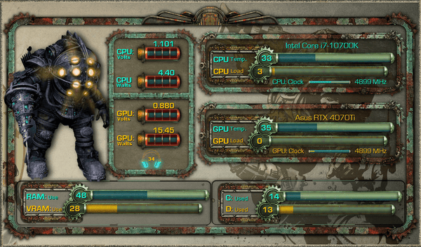 AIDA64 Skin Bioshock HUD 1024x600 - AIDA Skins