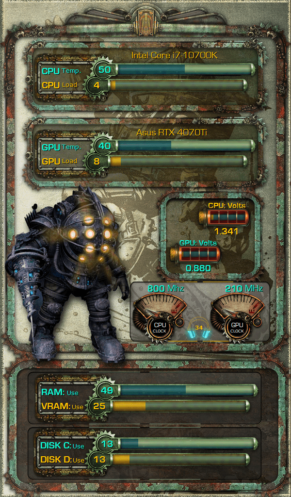 Bioshock Path Hud AIDA64 Skin Bioshock HUD 600x1024 - AIDA Skins | AIDA Skins