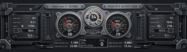 AIDA64 Skin Black Hangar HUD 2560x720 - AIDA Skins