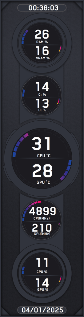 AIDA64 Skin Black HUD 682x2560 - AIDA Skins