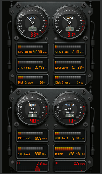 AIDA64 Skin Blackout Console HUD 600x1024 - AIDA Skins