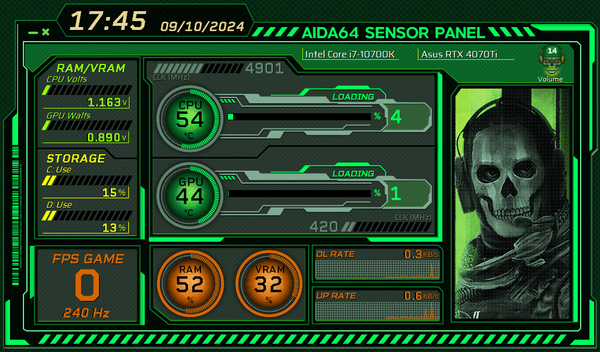 AIDA64 Skin Call of Duty HUD 1024x600 - AIDA Skins