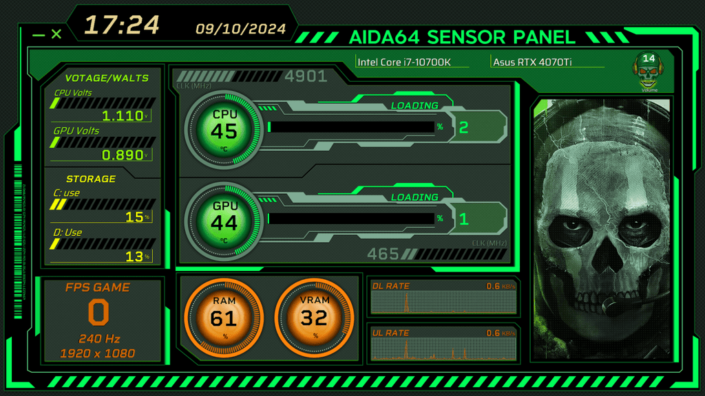 AIDA64 Skin Call of Duty HUD 1920x1080 - AIDA Skins