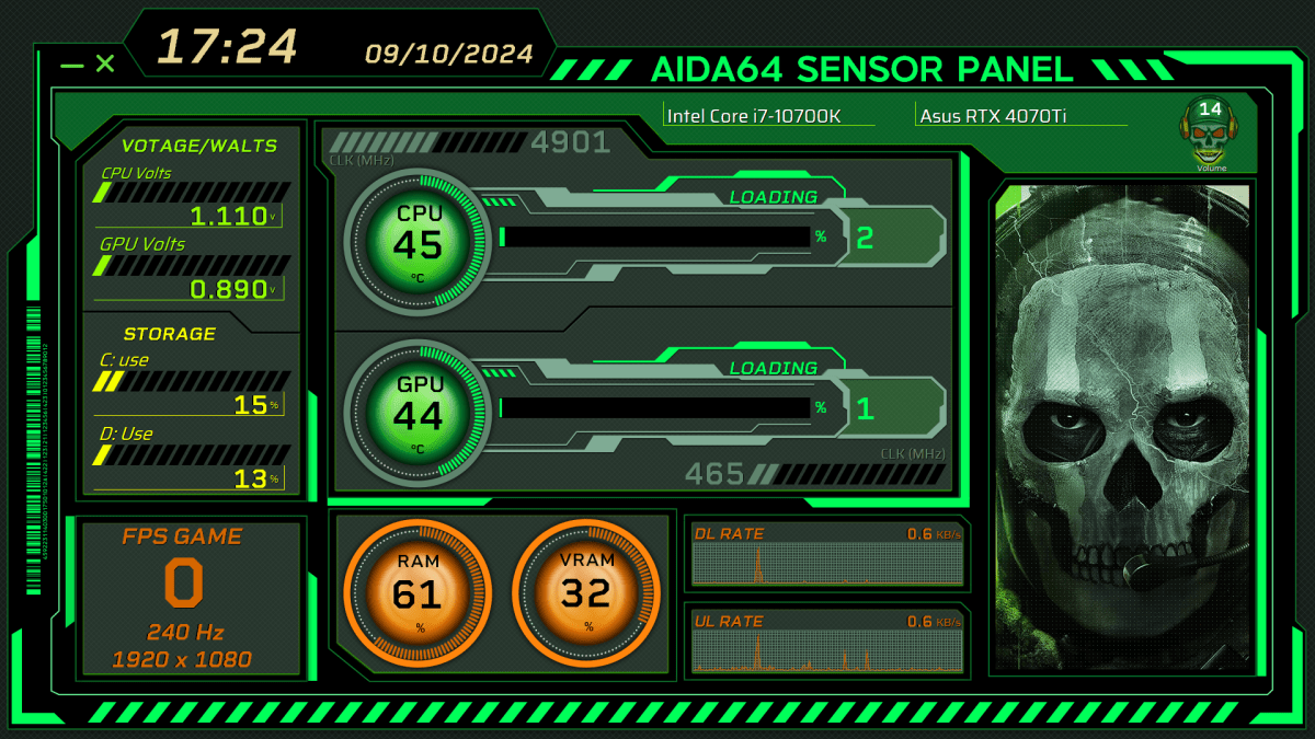 AIDA64 Skin Call of Duty HUD 1920x1080 - AIDA Skins | AIDA Skins