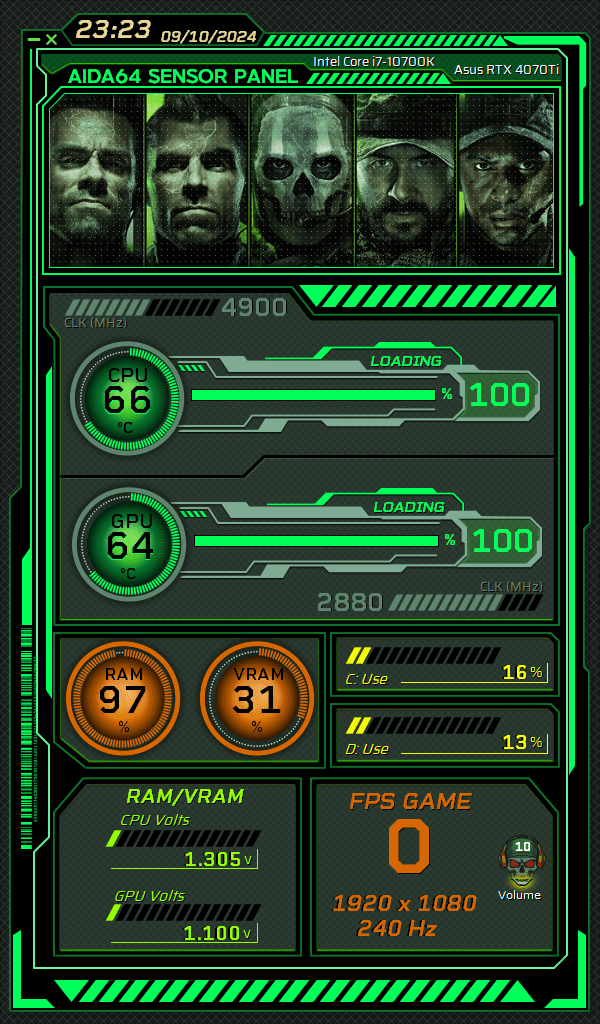 AIDA64 Skin Call of Duty HUD 600x1024 - AIDA Skins