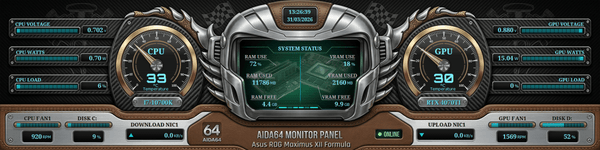 AIDA64 Skin Carbon Crown HUD 1920x480 - AIDA Skins