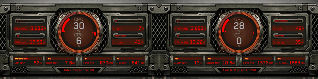AIDA64 Skin Carbon Reactor HUD 1920x480 - AIDA Skins