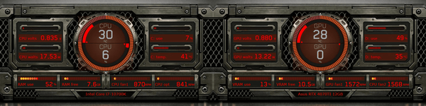 AIDA64 Skin Carbon Reactor HUD 1920x480 - AIDA Skins