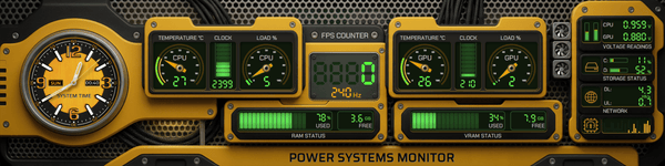 AIDA64 Skin Caterpillar HUD 1920x480 - AIDA Skins