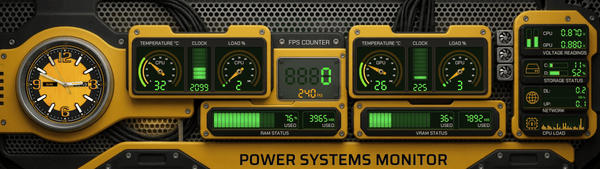 AIDA64 Skin Caterpillar HUD 2560x720 - AIDA Skins