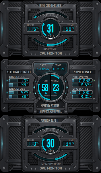 AIDA64 Skin Cobalt Protocol HUD 600x1024 - AIDA Skins
