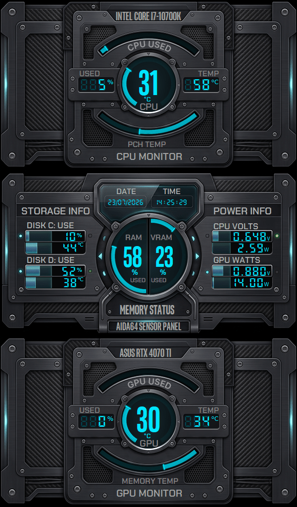 AIDA64 Skin Cobalt Protocol HUD 600x1024 - AIDA Skins