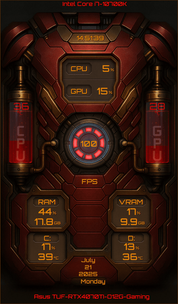 AIDA64 Skin Combat Armor HUD 600x1024 - AIDA Skins