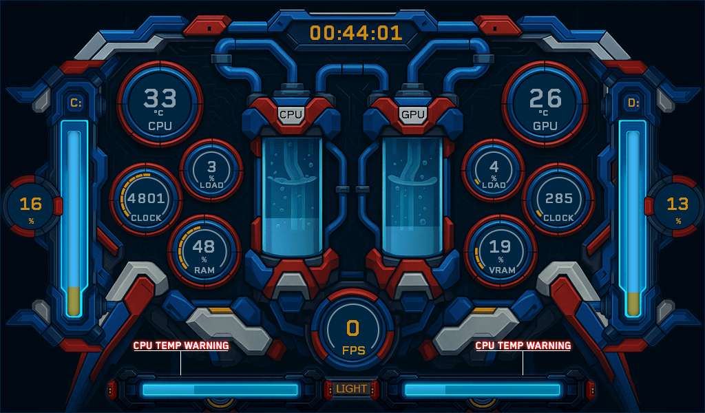 AIDA64 Skin Coolant Nexus HUD 1024x600 - AIDA Skins