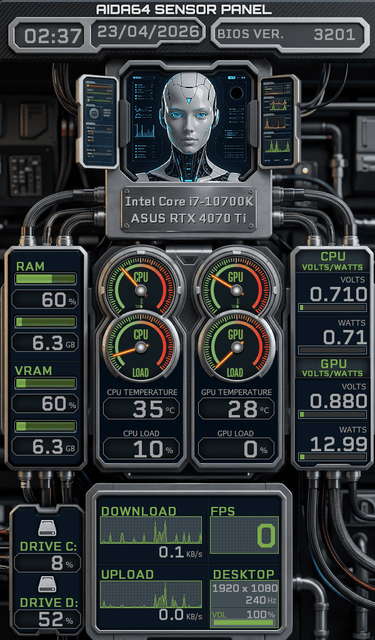 AIDA64 Skin Core Chamber HUD 600x1024 - AIDA Skins
