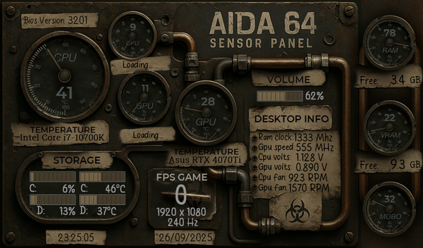 AIDA64 Skin Corrosion Panel HUD 1024x600 - AIDA Skins