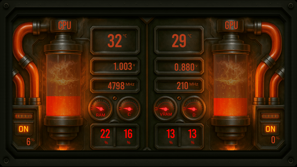 AIDA64 Skin Custom Cooling Red HUD 1920x1080 - AIDA Skins