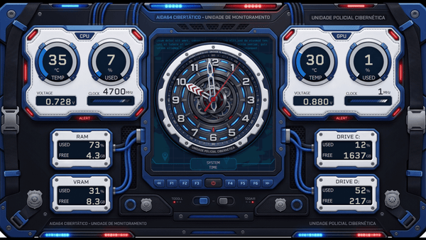 AIDA64 Skin Cyber Police HUD 1920x1080 - AIDA Skins