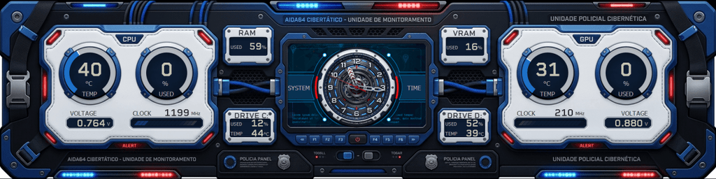 AIDA64 Skin Cyber Police HUD 1920x480 - AIDA Skins