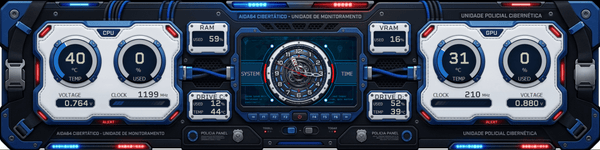 AIDA64 Skin Cyber Police HUD 1920x480 - AIDA Skins