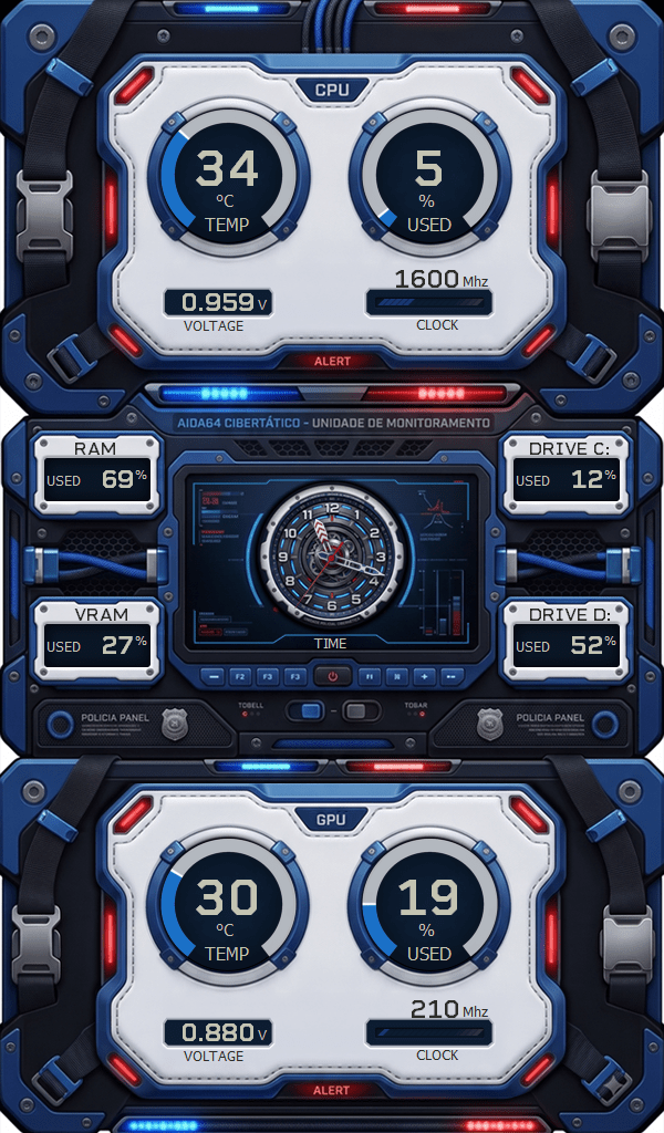 AIDA64 Skin Cyber Police HUD 600x1024 - AIDA Skins