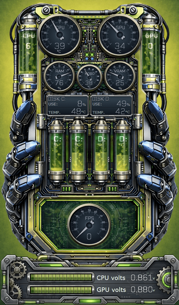 AIDA64 Skin Cybercell HUD 600x1024 - AIDA Skins