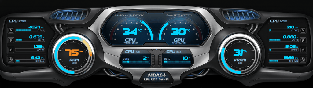 AIDA64 Skin CyberDrive HUD 2560x720 - AIDA Skins